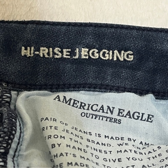 American Eagle Hi-Rise Jegging Super Stretch X 4 Distressed Dark Wash Size 2 - Picture 8 of 14